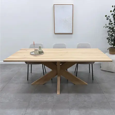 Matrix tafelonderstel - eiken - 6x16 cm - 90x140 cm - hoogte: 72 cm - 3-delig spinnenpoot onderstel - gelijmd rustiek eikenhout - KD 8-12%