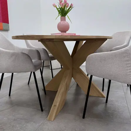 Matrix tafelonderstel - eiken - 6x16 cm - 90x140 cm - hoogte: 72 cm - 3-delig spinnenpoot onderstel - gelijmd rustiek eikenhout - KD 8-12%
