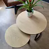 Rond eiken tafelblad - op maat - 2,7 cm dik - prime eikenhout (A/B) - brede lamel (9-12 cm) - gelijmd KD 8-12%