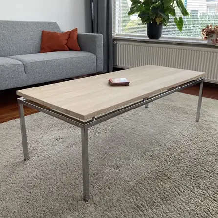 Eiken tafelblad - 3 cm dik - prime eikenhout (A/B) - smalle lamel (4-10 cm) - vaste afmetingen - gelijmd KD 8-12%