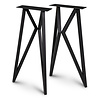 Vlindertafelpoten zwart - metaal - 3x3 cm - breedte: 36 cm - hoogte: 86 cm - stalen wandtafel / bartafel vlinderpoot set met zwarte coating - RAL 9005