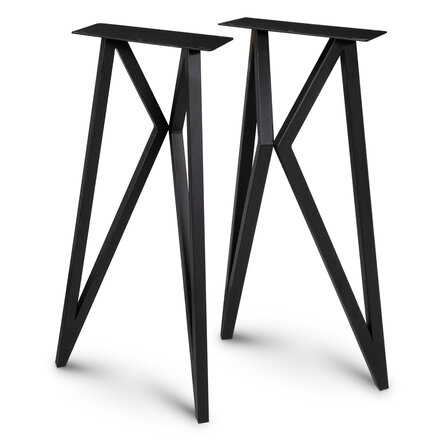 Vlindertafelpoten zwart - metaal - 3x3 cm - breedte: 36 cm - hoogte: 86 cm - stalen wandtafel / bartafel vlinderpoot set met zwarte coating - RAL 9005