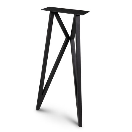 Vlindertafelpoten zwart - metaal - 3x3 cm - breedte: 36 cm - hoogte: 86 cm - stalen wandtafel / bartafel vlinderpoot set met zwarte coating - RAL 9005