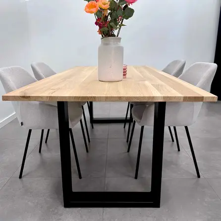 U tafelpoten zwart - metaal - 4x10 cm - breedte: 60 cm - hoogte: 72 cm - stalen U poot set met zwarte coating - RAL 9005