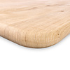 Eiken tafelblad met ronde hoeken en bolle rand - 4 cm dik - rustiek eikenhout (B/C) - medium lamel (6-12 cm) - vaste afmetingen - gelijmd KD 8-12%