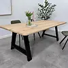 Eiken tafelblad met ronde hoeken en bolle rand - 4 cm dik - rustiek eikenhout (B/C) - medium lamel (6-12 cm) - vaste afmetingen - gelijmd KD 8-12%