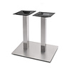 Horeca onderstel - inox look - koker: 8x8 cm - voet: 40x70 cm - hoogte: 72 cm - meerdelig metalen onderstel met RVS kleur coating