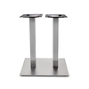 Horeca onderstel - inox look - koker: 8x8 cm - voet: 40x70 cm - hoogte: 72 cm - meerdelig metalen onderstel met RVS kleur coating