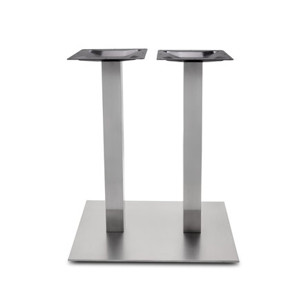 Horeca onderstel - inox look - koker: 8x8 cm - voet: 40x70 cm - hoogte: 72 cm - meerdelig metalen onderstel met RVS kleur coating