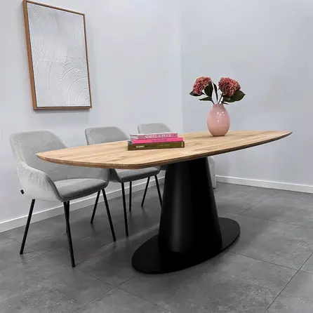 Pilaar ovaal tafelonderstel - zwart - metaal - 57x120 cm - hoogte: 72,5 cm - meerdelig stalen ovaal onderstel met zwarte coating Pilaar ovaal tafelonderstel - zwart - metaal - 57x120 cm - hoogte: 72,5 cm - meerdelig stalen ovaal onderstel met zwarte coating