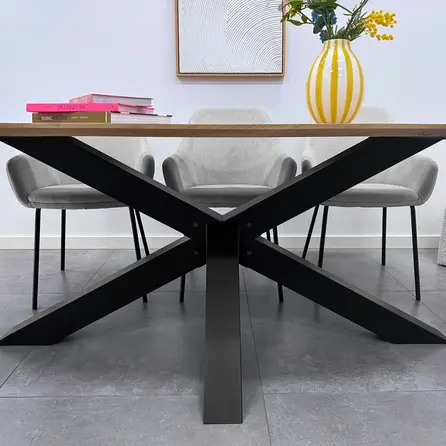 Matrix onderstel zwart - metaal - koker: 10x10 cm - 90x170 cm - hoogte: 72,5 cm - 3-delig stalen3D kruispoot onderstel met zwarte coating