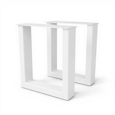 U bankpoten wit - metaal - 4x8 cm - breedte: 36 cm - hoogte: 41 cm - stalen U poten set bankje - met witte coating - RAL 9016