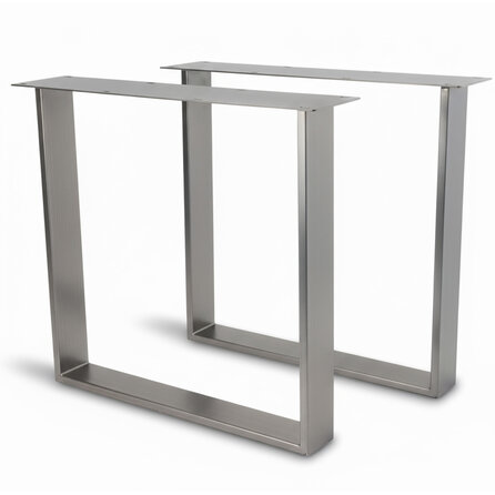 U tafelpoten - inox - 2x10 cm - breedte: 78 cm - hoogte: 72 cm - U poot set - geborsteld 304 RVS U tafelpoten - inox - 2x10 cm - breedte: 78 cm - hoogte: 72 cm - U poot set - geborsteld 304 RVS