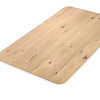 Eiken tafelblad met ronde hoeken en verjongde rand - 3 cm dik - rustiek eikenhout (B/C) - medium lamel (6-12 cm) - vaste afmetingen - gelijmd KD 8-12%