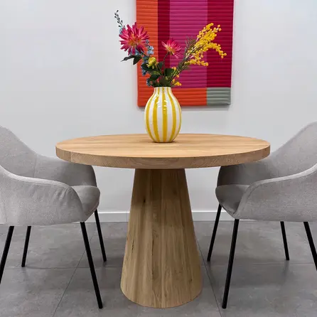 Pilaar tafelonderstel - eiken - diameter: 25-45 cm - hoogte: 71 cm - pilaarpoot onderstel - gelijmd rustiek eikenhout - KD 8-12%