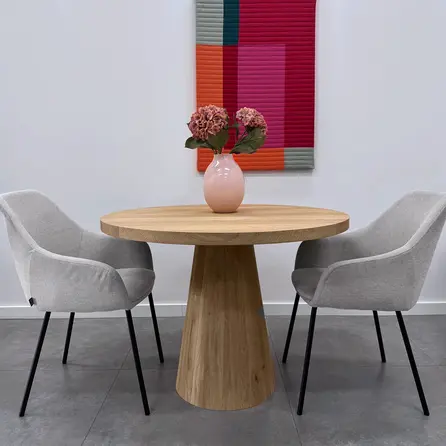 Pilaar tafelonderstel - eiken - diameter: 25-45 cm - hoogte: 71 cm - pilaarpoot onderstel - gelijmd rustiek eikenhout - KD 8-12%