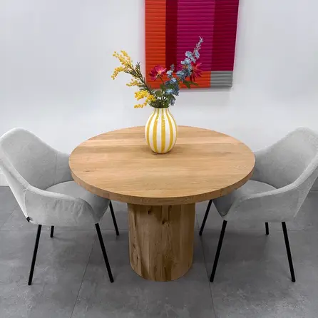 Koker tafelonderstel - eiken - diameter: 40 cm - hoogte: 71 cm - kokerpoot onderstel - gelijmd rustiek eikenhout - KD 8-12%