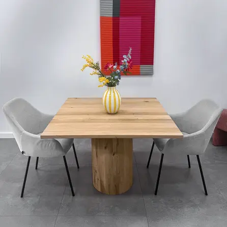 Koker tafelonderstel - eiken - diameter: 40 cm - hoogte: 71 cm - kokerpoot onderstel - gelijmd rustiek eikenhout - KD 8-12%