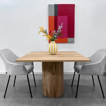 Koker tafelonderstel - eiken - diameter: 40 cm - hoogte: 71 cm - kokerpoot onderstel - gelijmd rustiek eikenhout - KD 8-12%