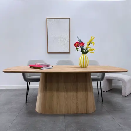 Brede pilaar tafelonderstel - eiken - afmeting: 105x25-45 cm - hoogte: 71 cm - brede pilaarpoot onderstel - gelijmd prime eikenhout - KD 8-12%