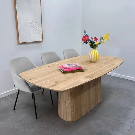 Brede koker tafelonderstel - eiken - afmeting:105x45 cm - hoogte: 71 cm - brede kokerpoot onderstel - gelijmd rustiek eikenhout - KD 8-12%