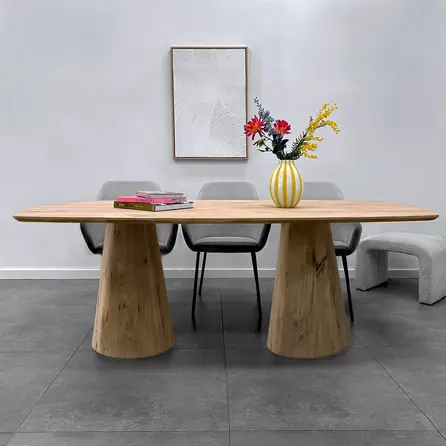 Pilaar tafelpoten - eiken - diameter: 25-45 cm - hoogte: 71 cm - pilaarpoot set - gelijmd rustiek eikenhout - KD 8-12%