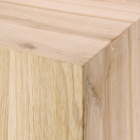 Kubus eiken salontafel - op maat - 2 cm dik - rustiek eikenhout (B/C) - vierkante / rechthoekige eiken salon tafel