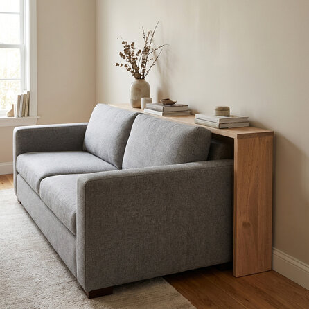 Eiken side table voor achter de bank - op maat - 2,7 cm dik - rustiek eikenhout (B/C) - smalle eiken wand/muur tafel