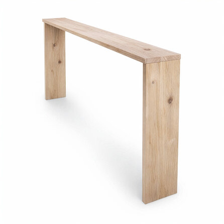 Eiken side table voor achter de bank - op maat - 2,7 cm dik - rustiek eikenhout (B/C) - smalle eiken wand/muur tafel