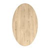 Ovaal / ellips eiken tafelblad met verjongde rand - 2,8 cm dik - rustiek eikenhout (B/C) - medium lamel (6-12 cm) - vaste afmetingen - gelijmd KD 8-12%