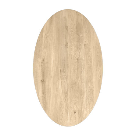 Ovaal / ellips eiken tafelblad met verjongde rand - 2,8 cm dik - rustiek eikenhout (B/C) - medium lamel (6-12 cm) - vaste afmetingen - gelijmd KD 8-12%