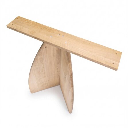 Eiken vlinder poten bol - breedte: 70 cm - hoogte: 72 cm - (eetkamer)tafel "vlinderpoot" - gelijmd rustiek eikenhout - KD 8-12%