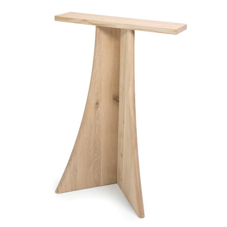 Eiken V-poten / vlinder poten hol - breedte: 50 cm - hoogte: 72 cm - (eetkamer)tafel "vlinderpoot" - gelijmd rustiek eikenhout - KD 8-12%