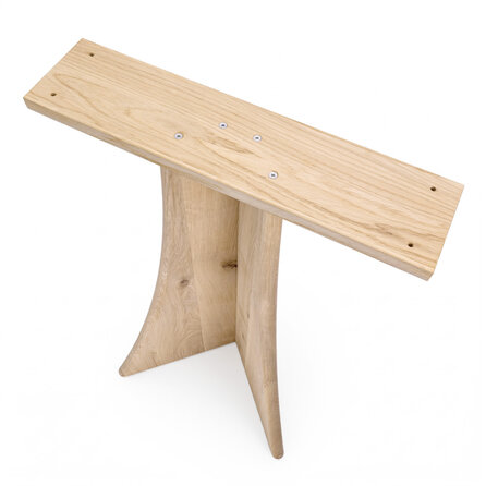 Eiken V-poten / vlinder poten hol - breedte: 50 cm - hoogte: 72 cm - (eetkamer)tafel "vlinderpoot" - gelijmd rustiek eikenhout - KD 8-12%