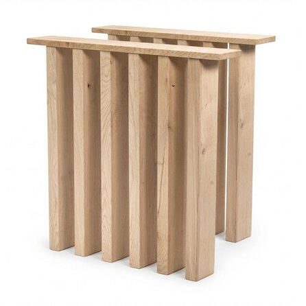Eiken lamellenpoot - 6 lamellen - breedte: 70 cm - hoogte: 72 cm - (eetkamer)tafel "lattenpoot" - gelijmd rustiek eikenhout - KD 8-12%