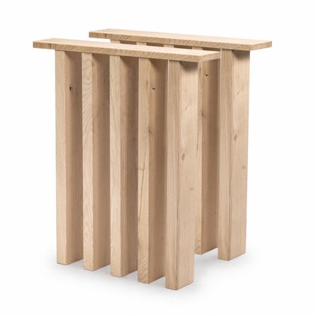 Eiken lamellenpoot - 5 lamellen - breedte: 60 cm - hoogte: 72 cm - (eetkamer)tafel "lattenpoot" - gelijmd rustiek eikenhout - KD 8-12%