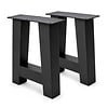 A bankpoten zwart - per SET (2 stuks) - metaal - 8x8 cm - breedte: 38 cm - hoogte: 43 cm - stalen A poot bankje met zwarte coating - RAL 9005