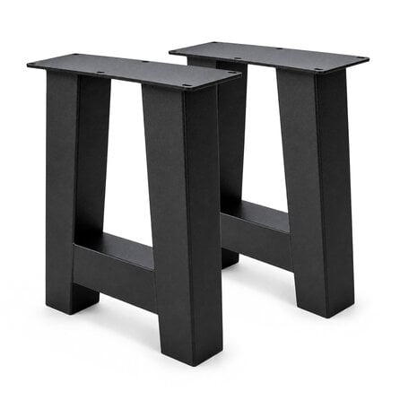 A bankpoten zwart - per SET (2 stuks) - metaal - 8x8 cm - breedte: 38 cm - hoogte: 43 cm - stalen A poot bankje met zwarte coating - RAL 9005