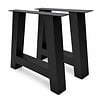 A tafelpoten zwart - per SET (2 stuks) - metaal - 10x10 cm - breedte: 76 cm - hoogte: 72 cm - stalen A poot met zwarte coating - RAL 9005