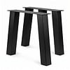 Blok tafelpoten schuin zwart - per SET (2 stuks) - metaal - 10x10 cm - breedte: 76 cm - hoogte: 72 cm - stalen blokpoot met zwarte coating - RAL 9005