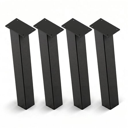 Blok tafelpoten schuin zwart - per SET (4 stuks) - metaal - 10x10 cm - hoogte: 72 cm - stalen blokpoot met zwarte coating - RAL 9005