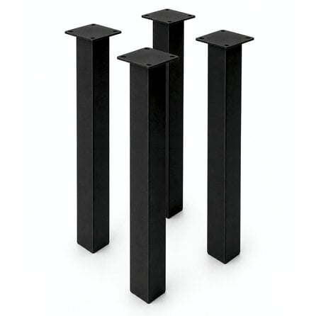 Blok tafelpoten zwart - per SET (4 stuks) - metaal - 6x6 cm - hoogte: 72 cm - stalen blokpoot met zwarte coating - RAL 9005