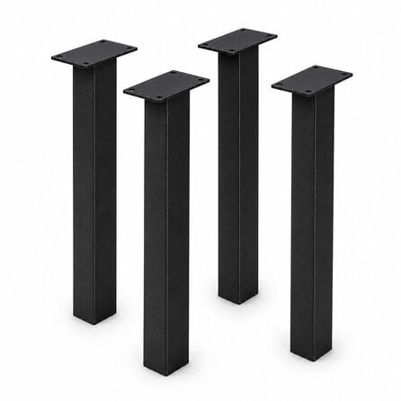 Blok tafelpoten zwart - per SET (4 stuks) - metaal - 8x8 cm - hoogte: 72 cm - stalen blokpoot met zwarte coating - RAL 9005