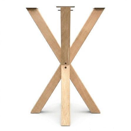 Dubbel kruis sta-/bartafel onderstel eiken - 8x8 cm - 70x70 cm - hoogte: 100 cm - dubbel X statafel onderstel - gelijmd rustiek eikenhout - KD 8-12%