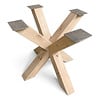 Dubbel kruis onderstel - eiken - 10x10 cm - 80x80 cm - hoogte: 72 cm - dubbele X poot - gelijmd rustiek eikenhout - KD 8-12%