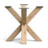 Dubbel kruis onderstel - eiken - 10x10 cm - 80x80 cm - hoogte: 72 cm - dubbele X poot - gelijmd rustiek eikenhout - KD 8-12%