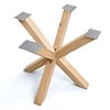 Dubbel kruis onderstel - eiken - 8x8 cm - 75x75 cm - hoogte: 72 cm - dubbele X poot - gelijmd rustiek eikenhout - KD 8-12%