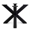 Dubbel kruis onderstel zwart - metaal - 10x10 cm - 80x80 cm - hoogte: 72 cm - 3-delig dubbele X poot van staal met zwarte coating - RAL 9005