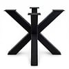 Dubbel kruis onderstel zwart - metaal - 8x8 cm - 80x80 cm of 120x120 cm - hoogte: 72 cm - dubbele X poot van staal met zwarte coating - RAL 9005