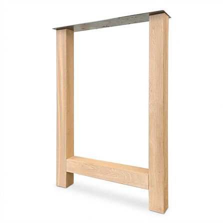 H tafelpoten eiken - per SET (2 stuks) - 8x8 cm - breedte: 71 cm - hoogte: 100 cm - statafel / bartafel H poot - gelijmd rustiek eikenhout - KD 8-12%